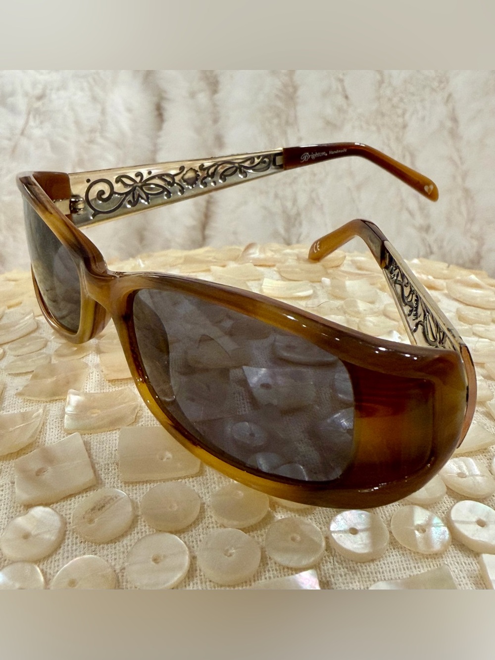 Vintage Brighton Brown Gradient Sunglasses with Silver Filigree Temples